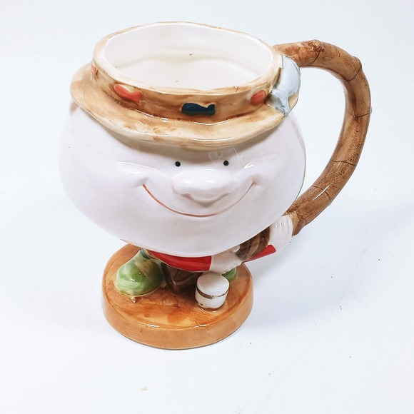 Big Head Fisherman Mug Anglers Fishing Pole Fish Lures Fathers Day Cup - Picture 1 of 5